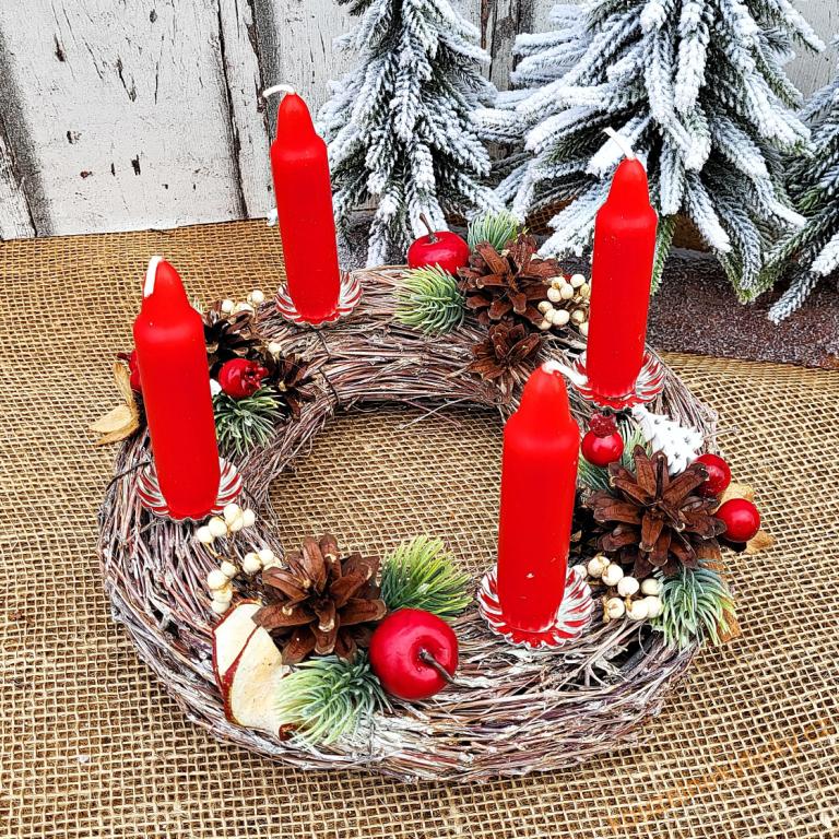 Adventní svícen malý - Červený I.