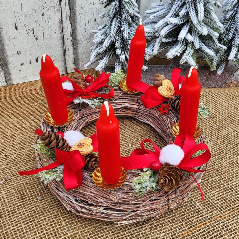 Adventní svícen malý - Červený II.