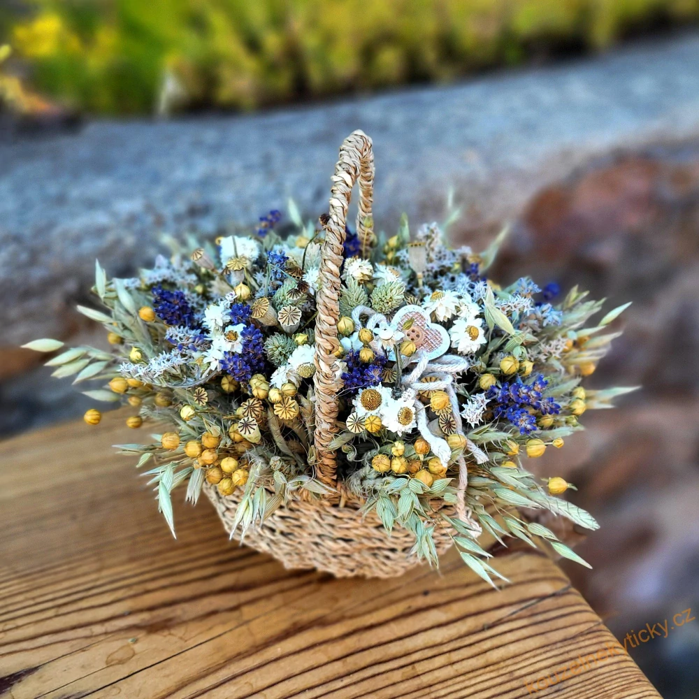 Mini košíček - natur s levandulí oválek