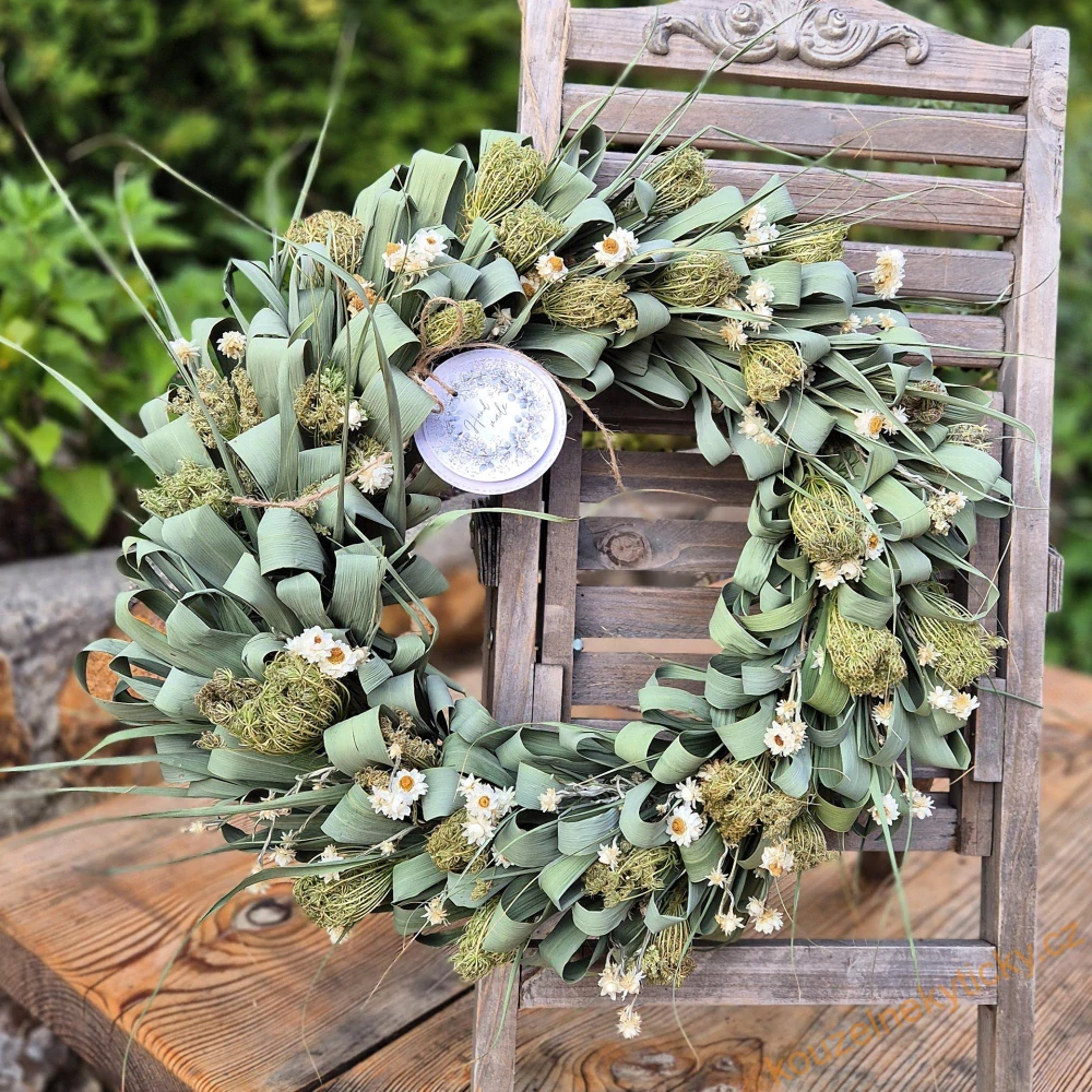 Celoroční sušinový věnec - Green 42cm