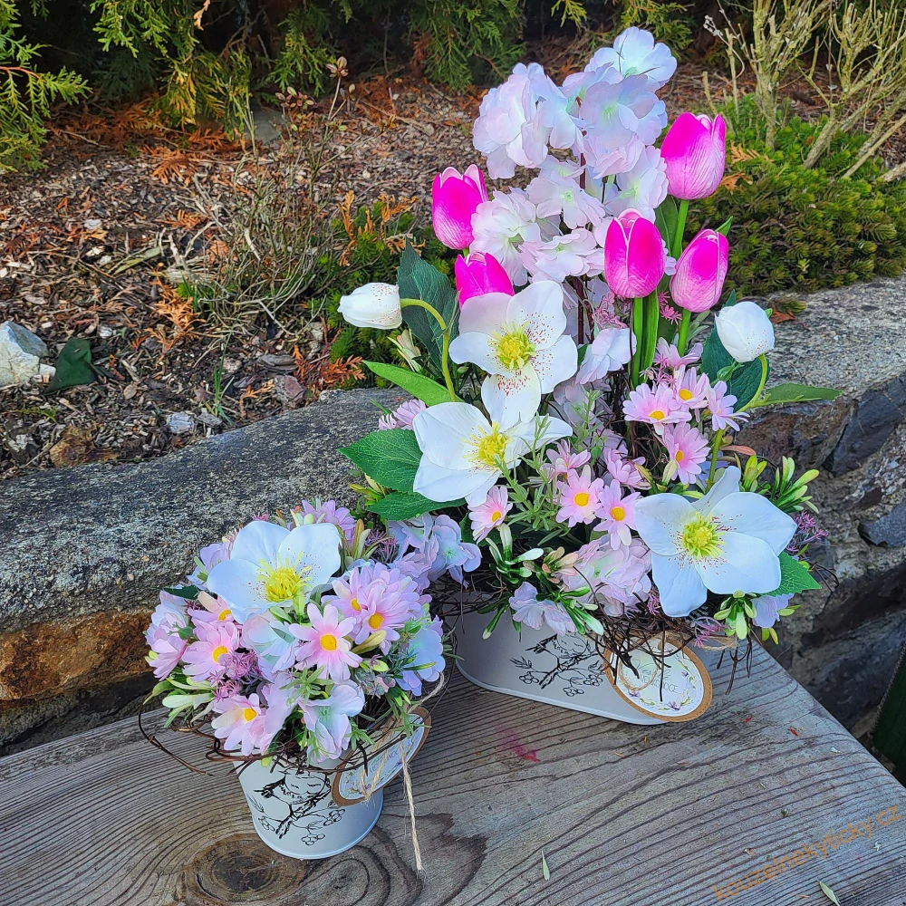 Jarní květníček plechový - Do růžova 