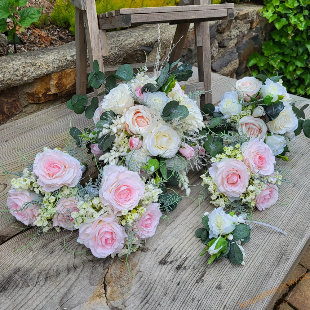 Svatba Boho /set/ - umělé květy a stabil. eukalypt 