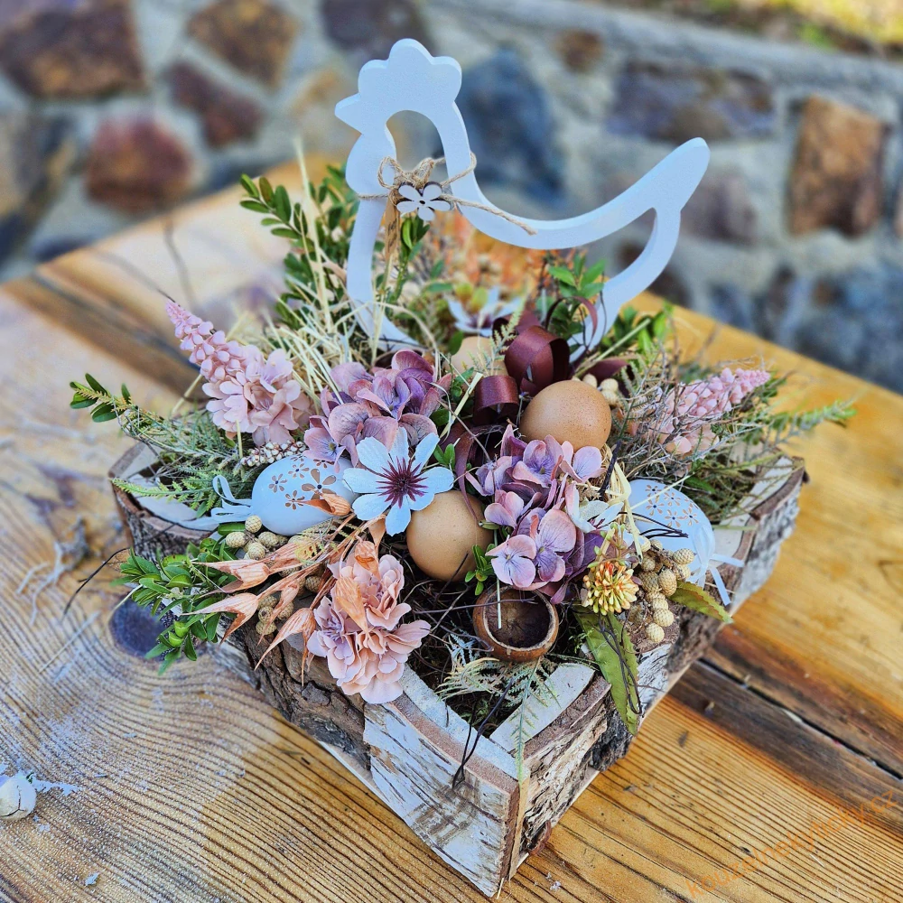 Velká velikonoční dekorace - Slepice bílá 