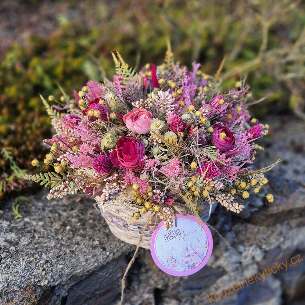 Dekorace celoroční - Kulatý košíček vínový 