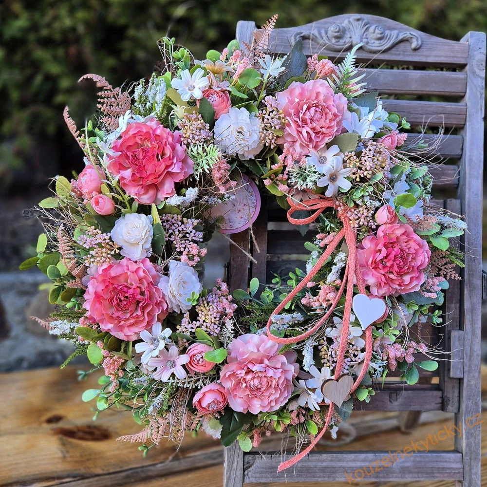  Květinový věnec -  Růžovo-bílý 