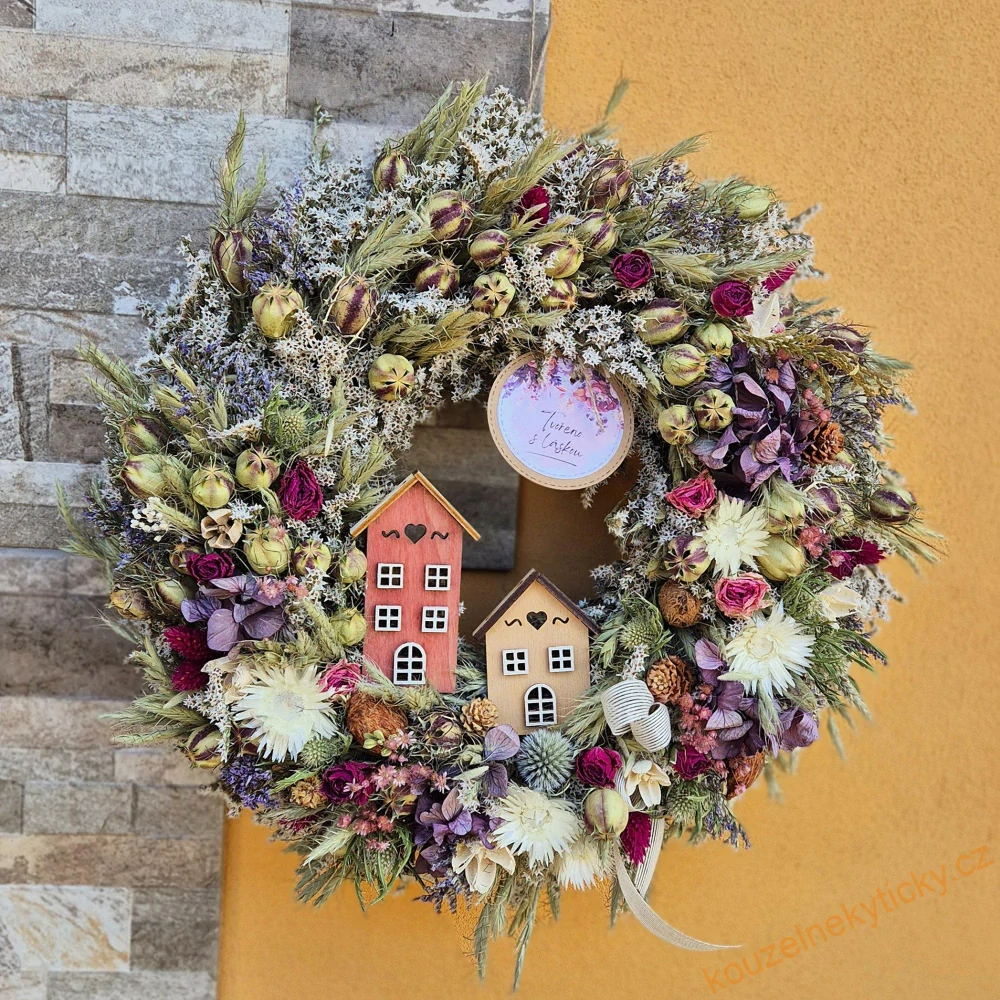 Věnec sušinový    -    S domečky 