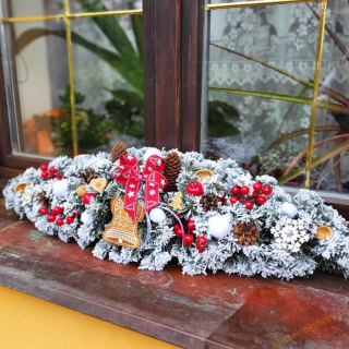 Girlanda zasnězená 80cm - staročeská se zvonkem