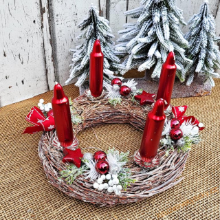 Adventní svícen  malý - Vínová metalíza I. 