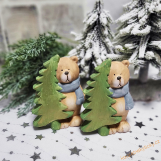 Figurka vánoční - Medvídek se stromečkem 