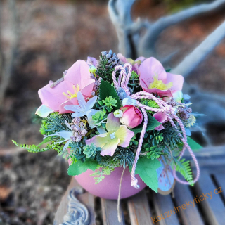 Keramický květníček bambulka  - Rose 