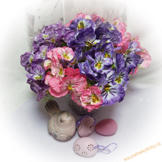 Macešky malé svazky - 3 květy lila fialová 