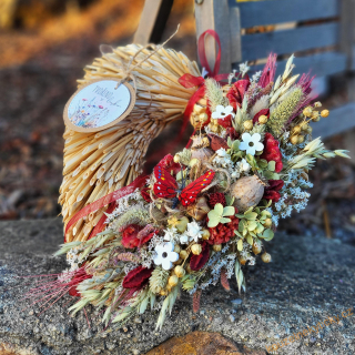 Slámové srdíčko - Vínový motýlek 