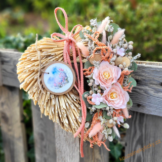  Slaměnné srdíčko -  Lososové 