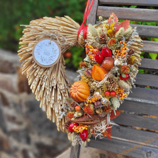  Slaměnné srdíčko -  podzimní s dýničkami I. 