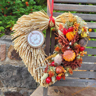  Slaměnné srdíčko -  podzimní s dýničkami II.