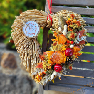  Slaměnné srdíčko -  podzimní s dýničkami III.