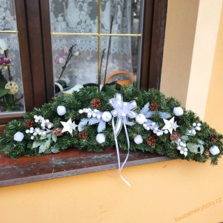  Girlanda zelená 80cm -  sněhově bílá 