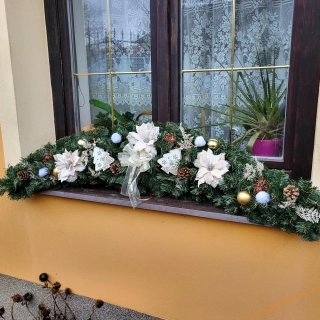   Girlanda zelená 120cm -  zdobená do zlato-krémova