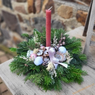 Vánoční hřbitovní svícen - starorůžový 