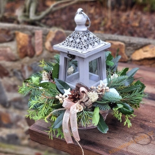 Vánoční živý svícen v košíčku  -  lucernička 