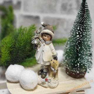 Figurka vánoční - Holčička s pejskem 