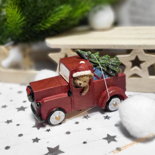 Figurka vánoční -  Autíčko v červené 