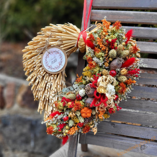  Slaměnné srdíčko -  do červena 