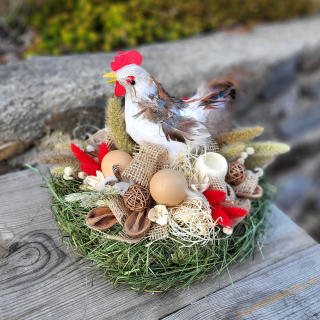Velikonoční dekorace - hnízdo peříčkový kohout