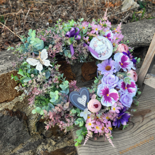 Květinové srdíčko - větší do fialkova 