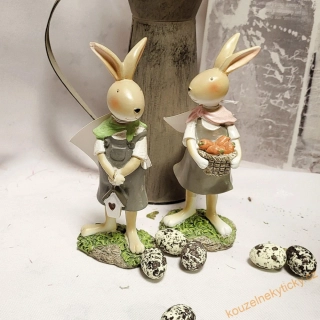 Velikonoční figurka - Páreček  Zajíčci 