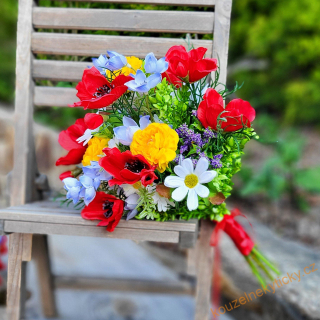  Květinová letní  kytice -  LUční mix I. se zvonky 