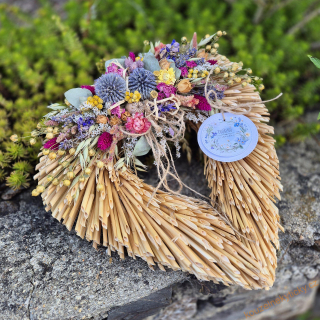 Slámové srdíčko -  Vínovo-žluté 