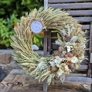 REZERVACE Slaměnný věnec celoroční 40cm -  Natur  III