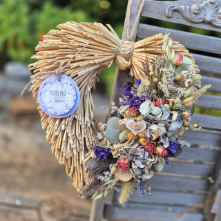 Slámové srdíčko -  Modráskové s hortenzií 