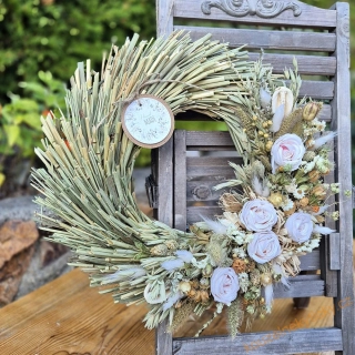 Slaměnný věnec celoroční 38cm -  Natur  IV