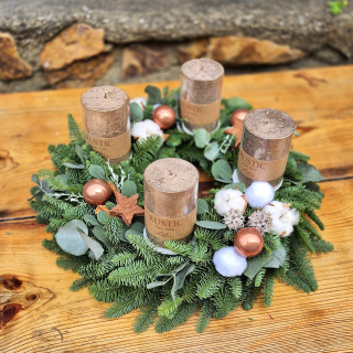 Adventní Chvojový Nobilis 40cm Rustical do ledové měděné II.