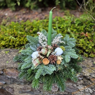 Vánoční hřbitovní svícen - zelený 