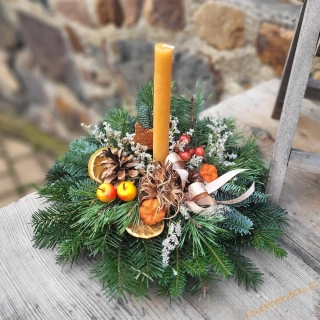 Vánoční hřbitovní svícen - medový 