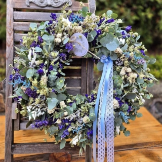 Sušinový  věnec  - Modré tóny 