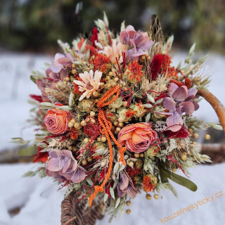 Sušinová kytice stojící  - do orange barviček 
