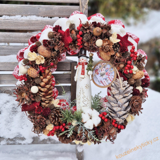 Zimní věnec juta/přírodniny -  Vysoký sněhulák 