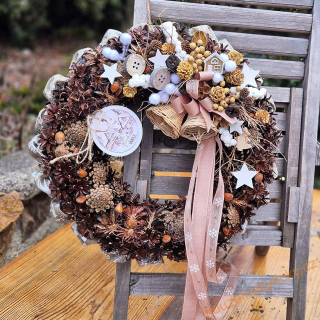 Zimní věnec juta/přírodniny -  Pedikové zvonečky 
