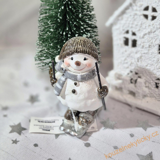 Figurka vánoční  - Sněhuláček na lyžích 
