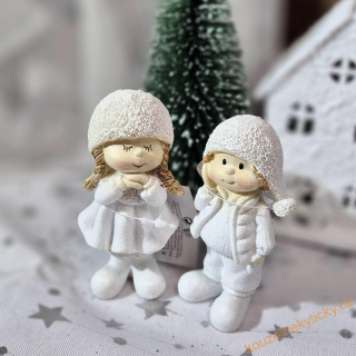 Figurka vánoční pár  - Zimní děti 