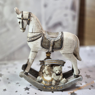 Figurka vánoční  - Koník se stromkem a medvídkem 