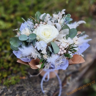 Sušinová kytice samostojící S - stabilizované krémová růže 