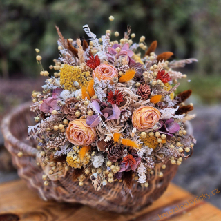 Sušinová kytice do vázy - Hnědo-okrová