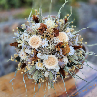 Sušinová kytice do vázy - Hnědo-krémová 