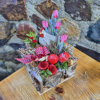 Velikonoční aranž v bříze  - Kohoutek 