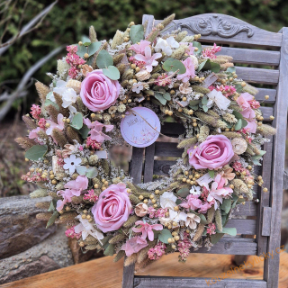 REZERVACE  Sušinový věnec -  romantik do růžova II